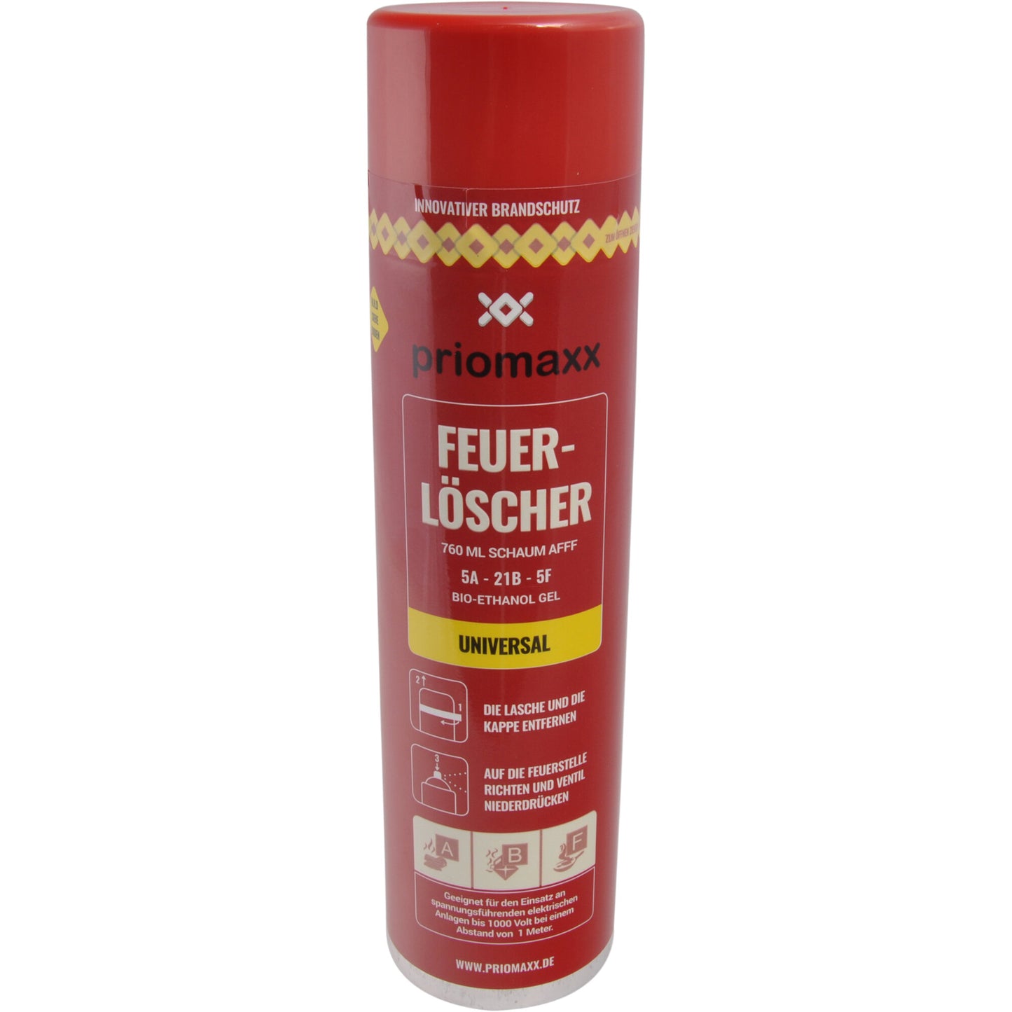 Priomaxx Spray-Feuerlöscher 760 ml – Kompaktlöschmittel für Unterwegs